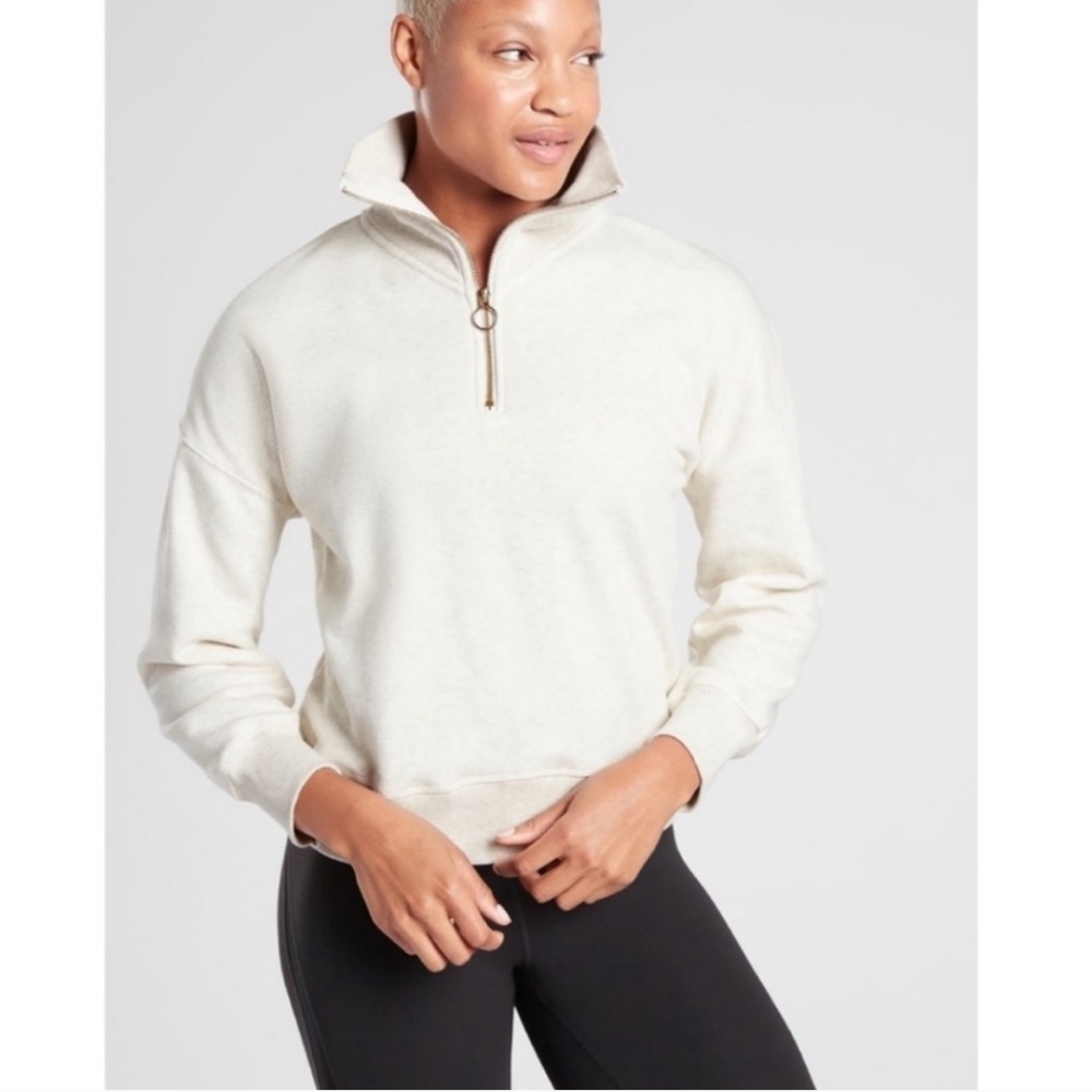 Athleta Cozy Karma 1/4th zip heathered pull over size M - Picture 1 of 9